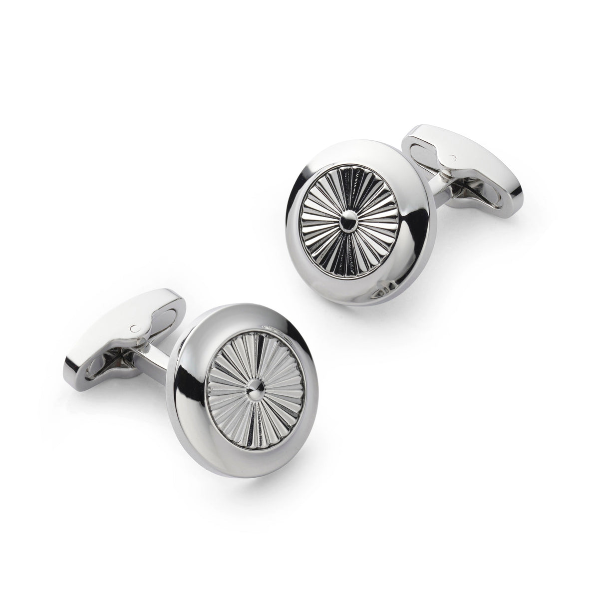 Turbine Cufflinks In Silver Benson & Clegg
