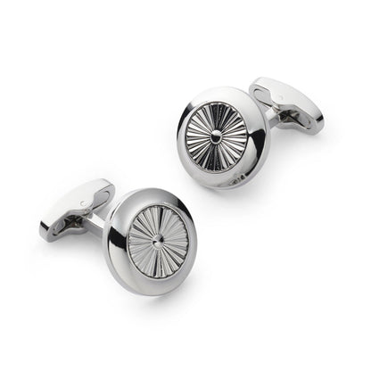 Turbine Cufflinks In Silver Benson & Clegg
