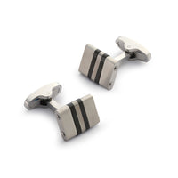 Stratos Cufflinks in Steel & Onyx Benson & Clegg