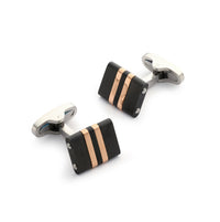 Stratos Cufflinks in Rose Gold & Black Benson & Clegg