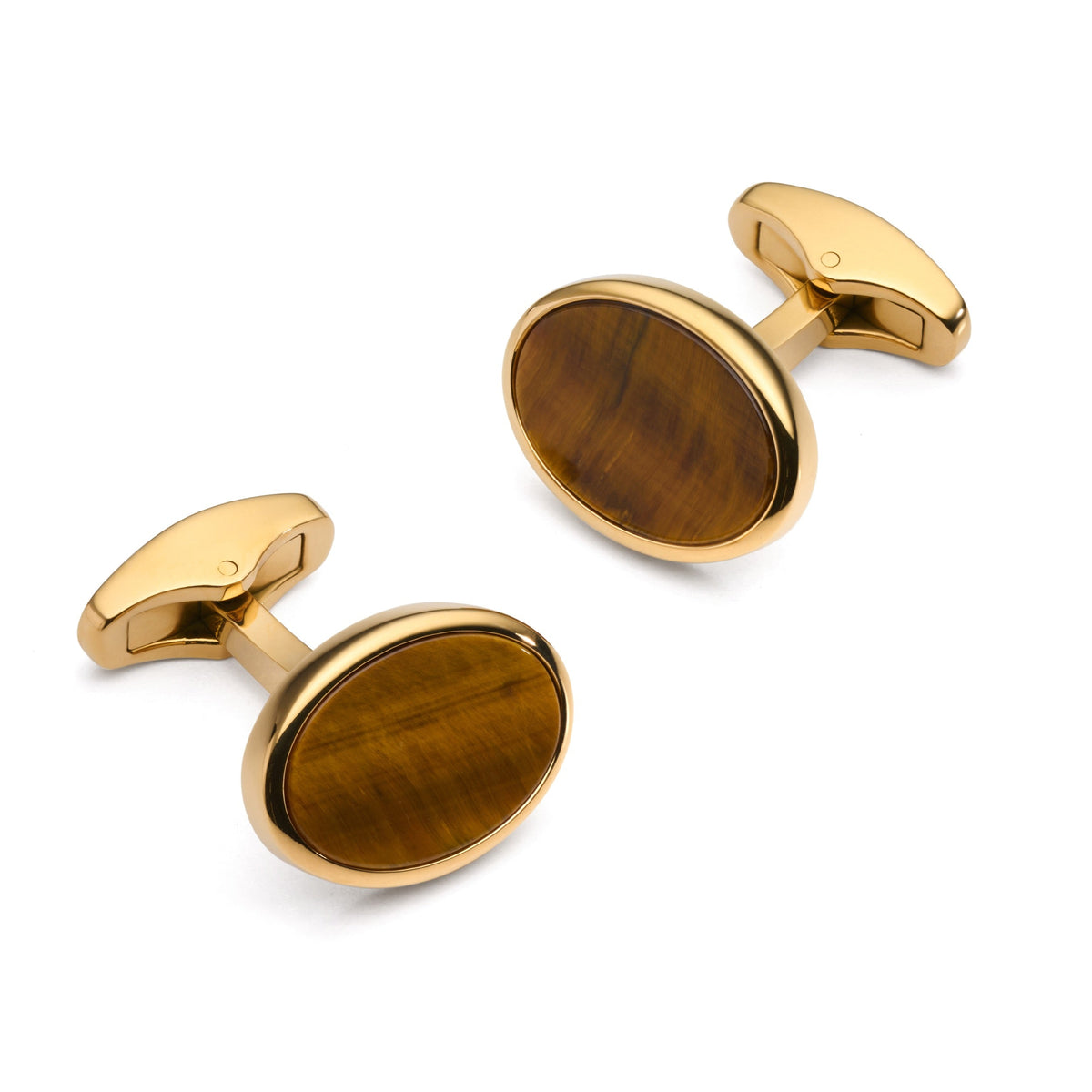 Tiger's Eye Cufflinks In Gold Benson & Clegg