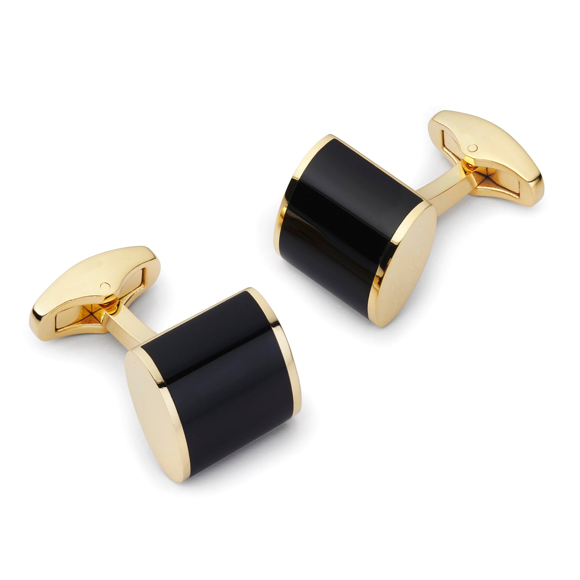 Neo Onyx Cufflinks In Gold Benson & Clegg