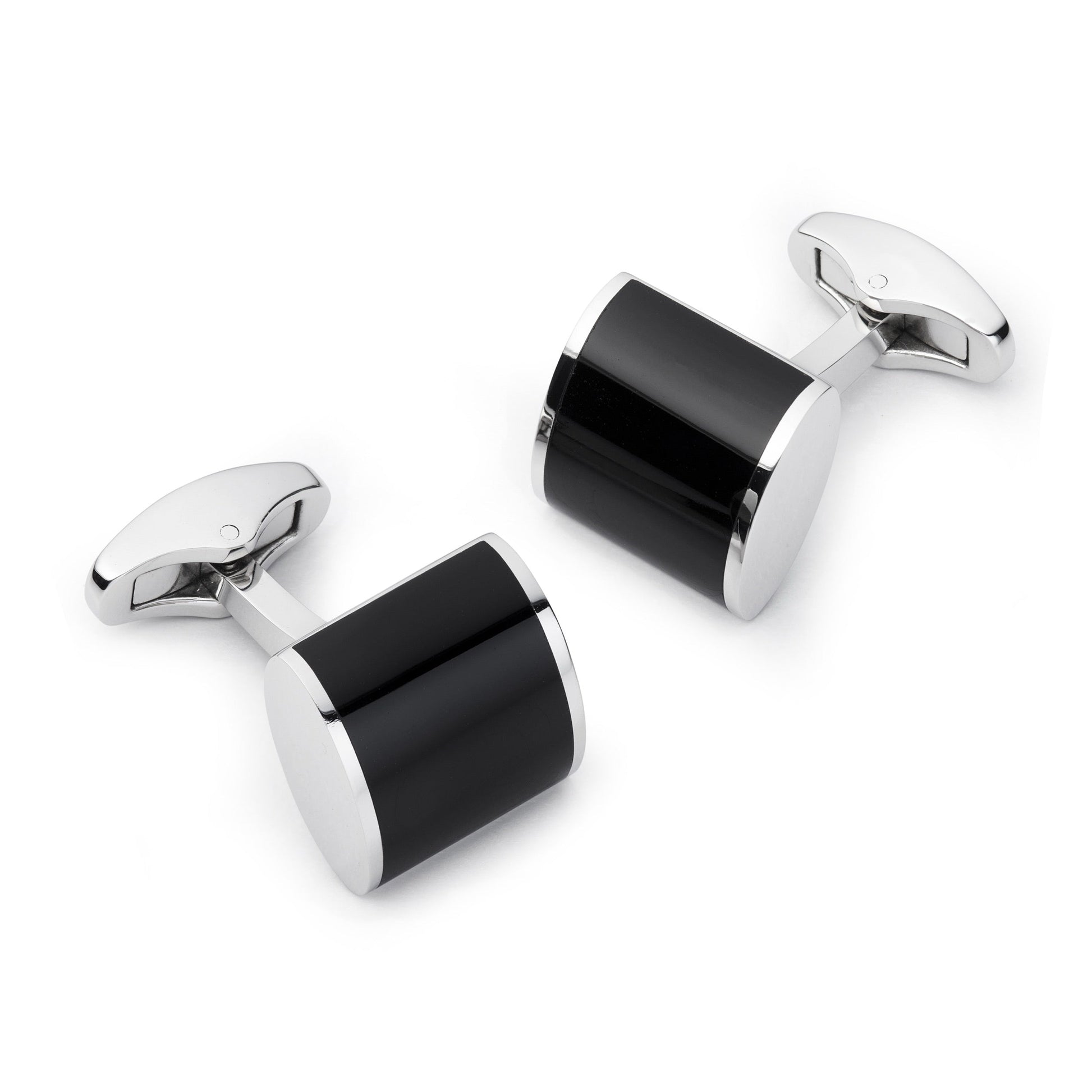 Neo Onyx Cufflinks In Silver Benson & Clegg