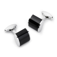 Neo Onyx Cufflinks In Silver Benson & Clegg