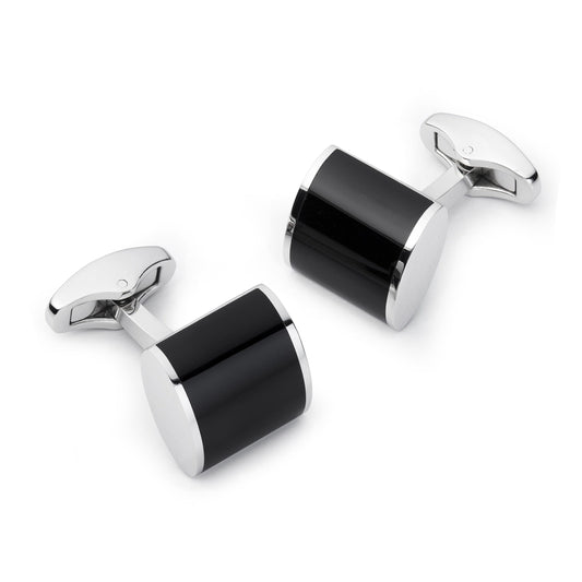 Neo Onyx Cufflinks In Silver Benson & Clegg
