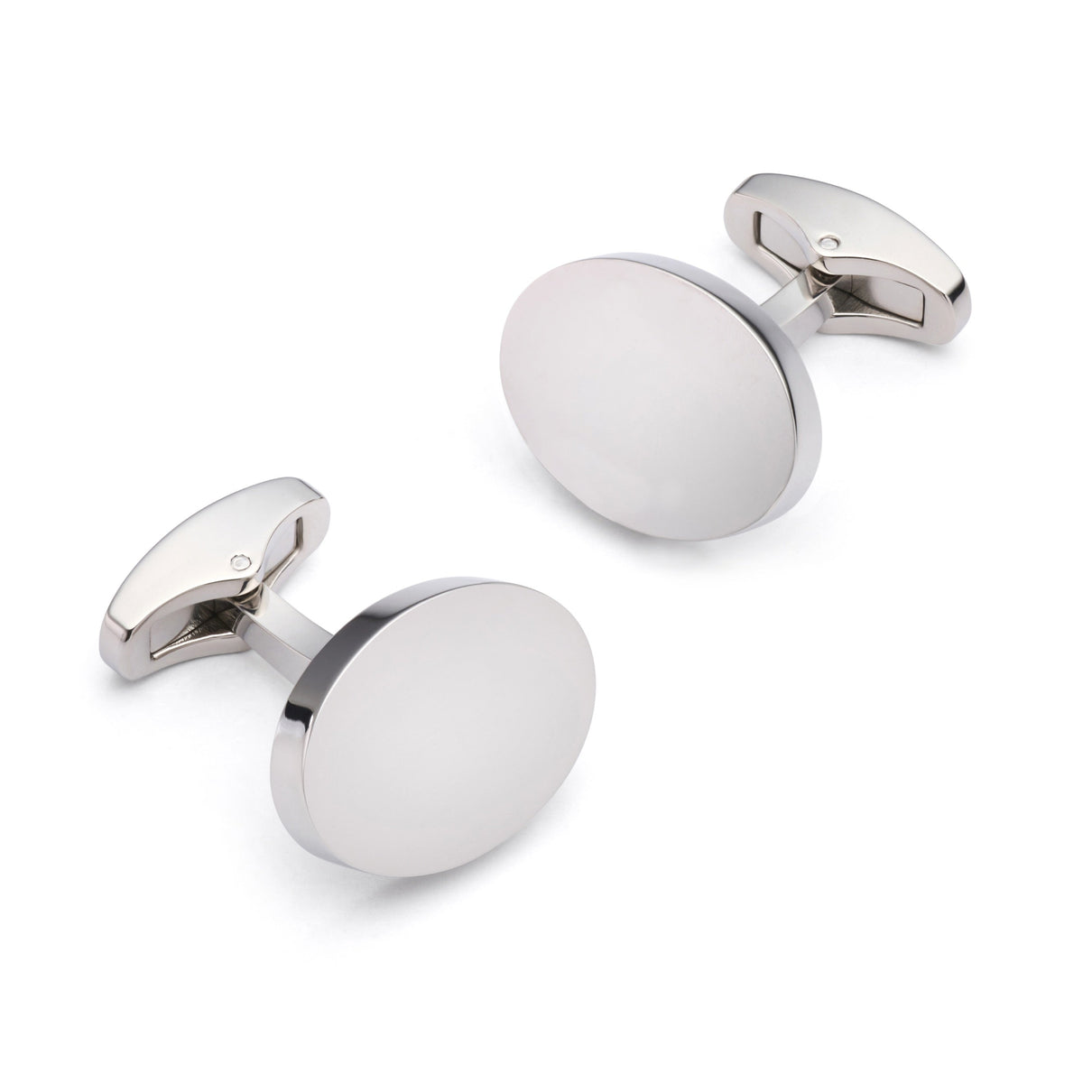 Oval Cufflinks In Silver Benson & Clegg