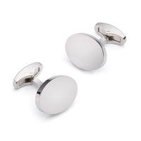 Oval Cufflinks In Silver Benson & Clegg