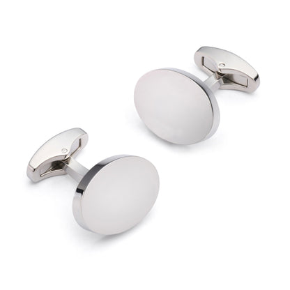 Oval Cufflinks In Silver Benson & Clegg
