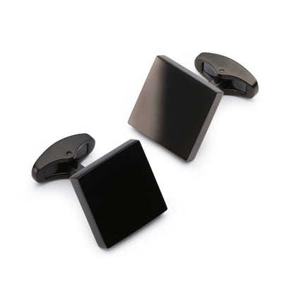 Square Cufflinks In Gun Metal Benson & Clegg