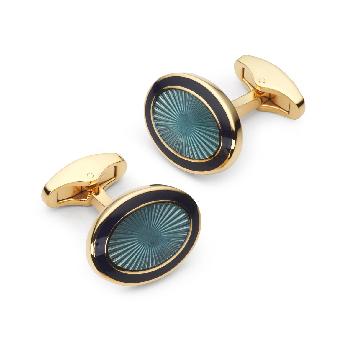 Sunburst Enamel Cufflinks In Sapphire Blue Benson & Clegg