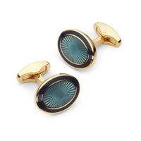 Sunburst Enamel Cufflinks In Sapphire Blue Benson & Clegg