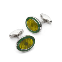 Sunburst Enamel Cufflinks In Emerald Benson & Clegg