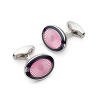 Pink bloom enamel cufflinks with a sunburst design by Benson & Clegg