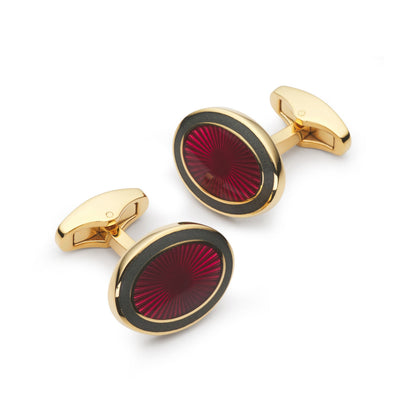 Sunburst Enamel Cufflinks In Wine Benson & Clegg