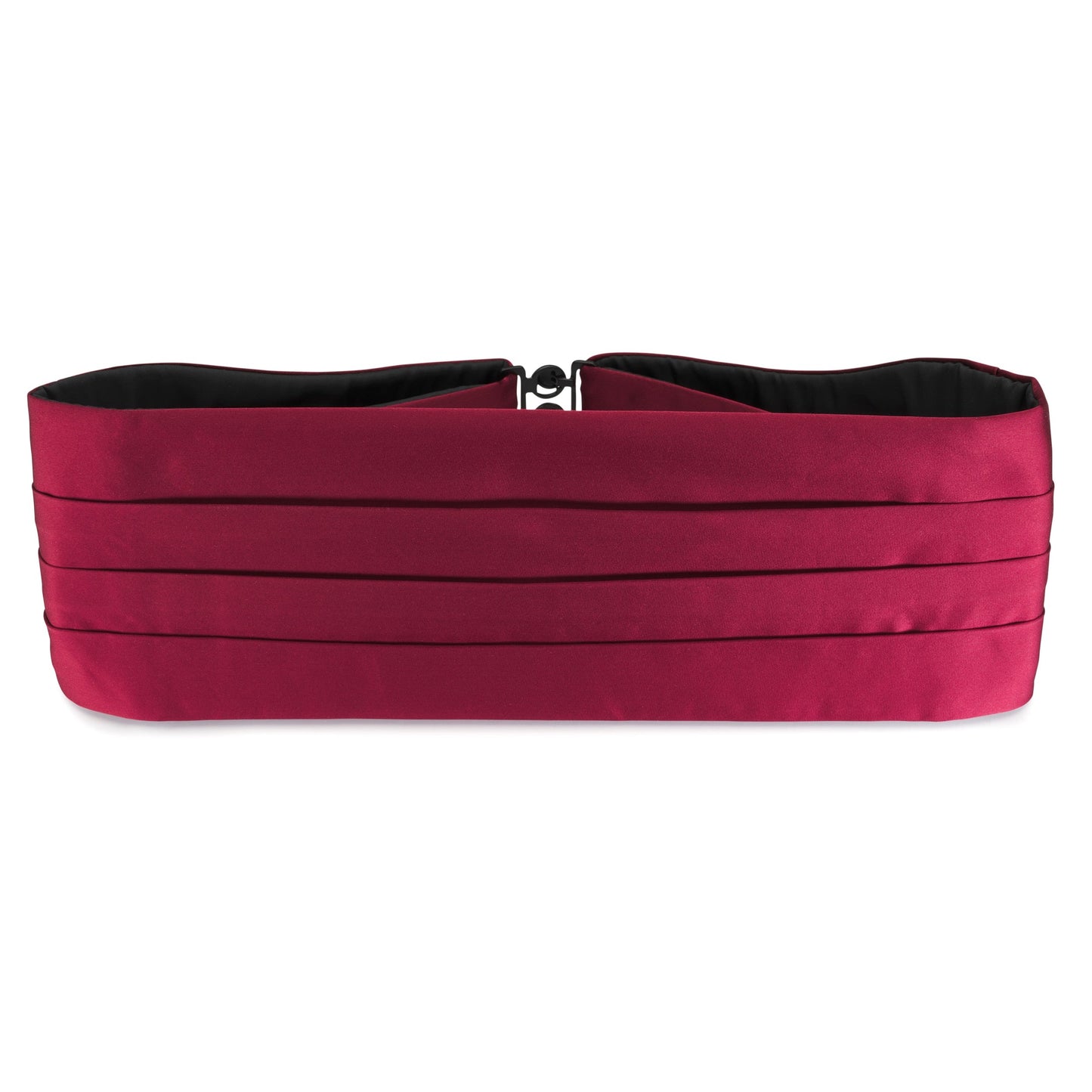 Dark red wine satin silk cummerbund with gold trim, worn on a formal event by Benson & Clegg.