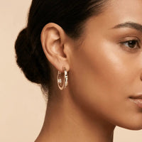 Solid Gold Earrings – Classic Pavé Front Hoop – 14ct Gold Majestic Jewellery