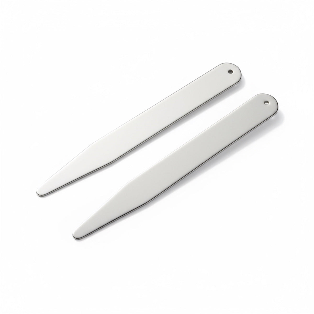 Silver collar stiffeners in a set of four, displayed on a white background with the Benson & Clegg logo.
