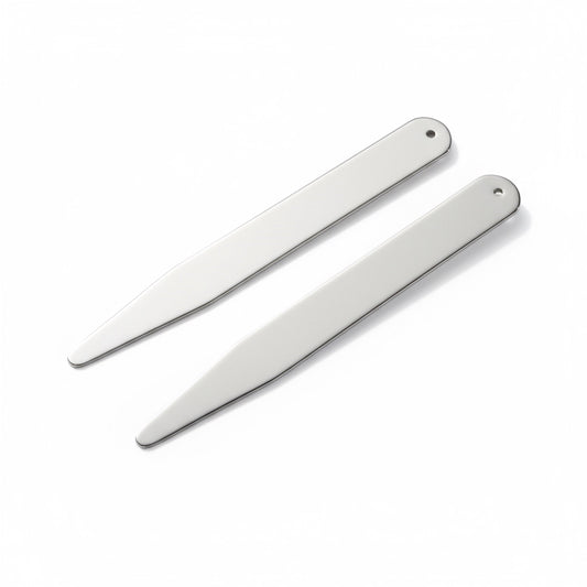 Silver collar stiffeners in a set of four, displayed on a white background with the Benson & Clegg logo.