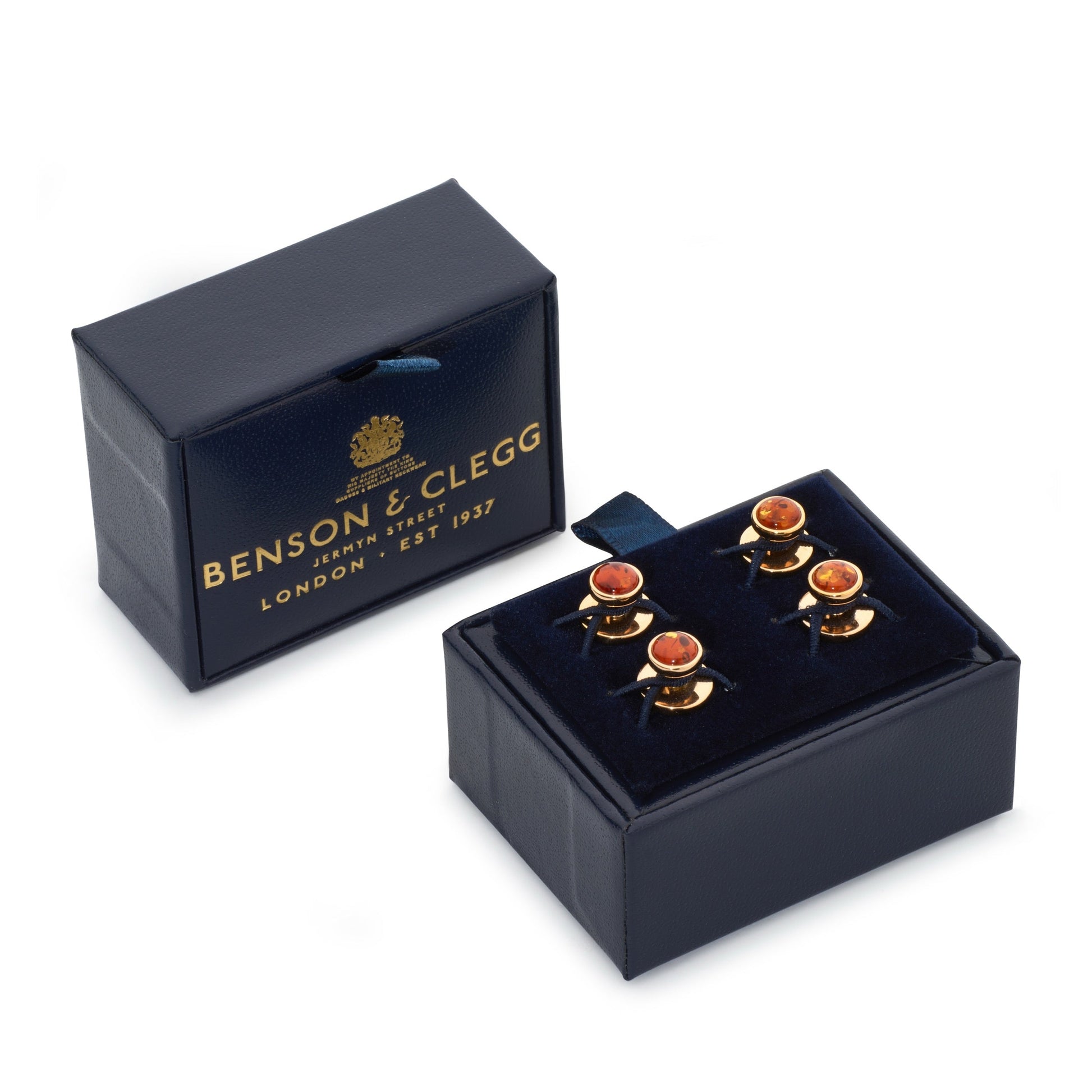 Baltic Amber Dress Studs In Gold Plated Sterling Silver Benson & Clegg
