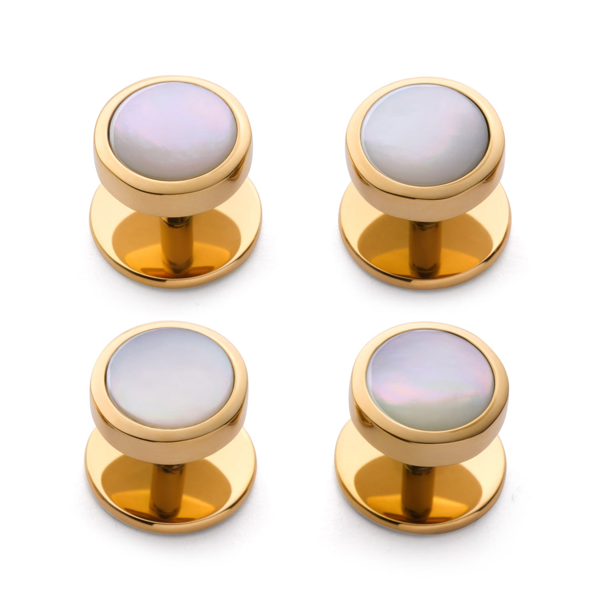 Mother Of Pearl Dress Studs In Gold Benson & Clegg