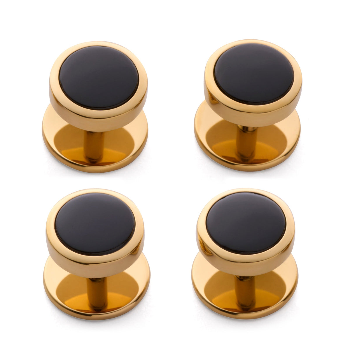 Onyx Dress Studs In Gold Benson & Clegg