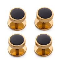 Onyx Dress Studs In Gold Benson & Clegg