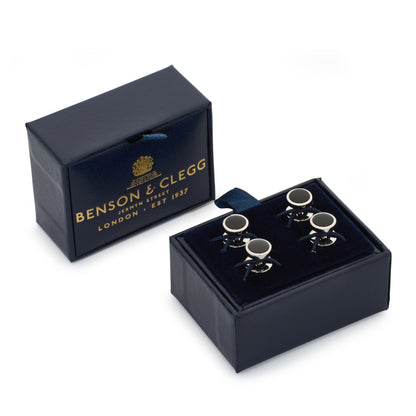 Onyx Dress Studs In Silver Benson & Clegg
