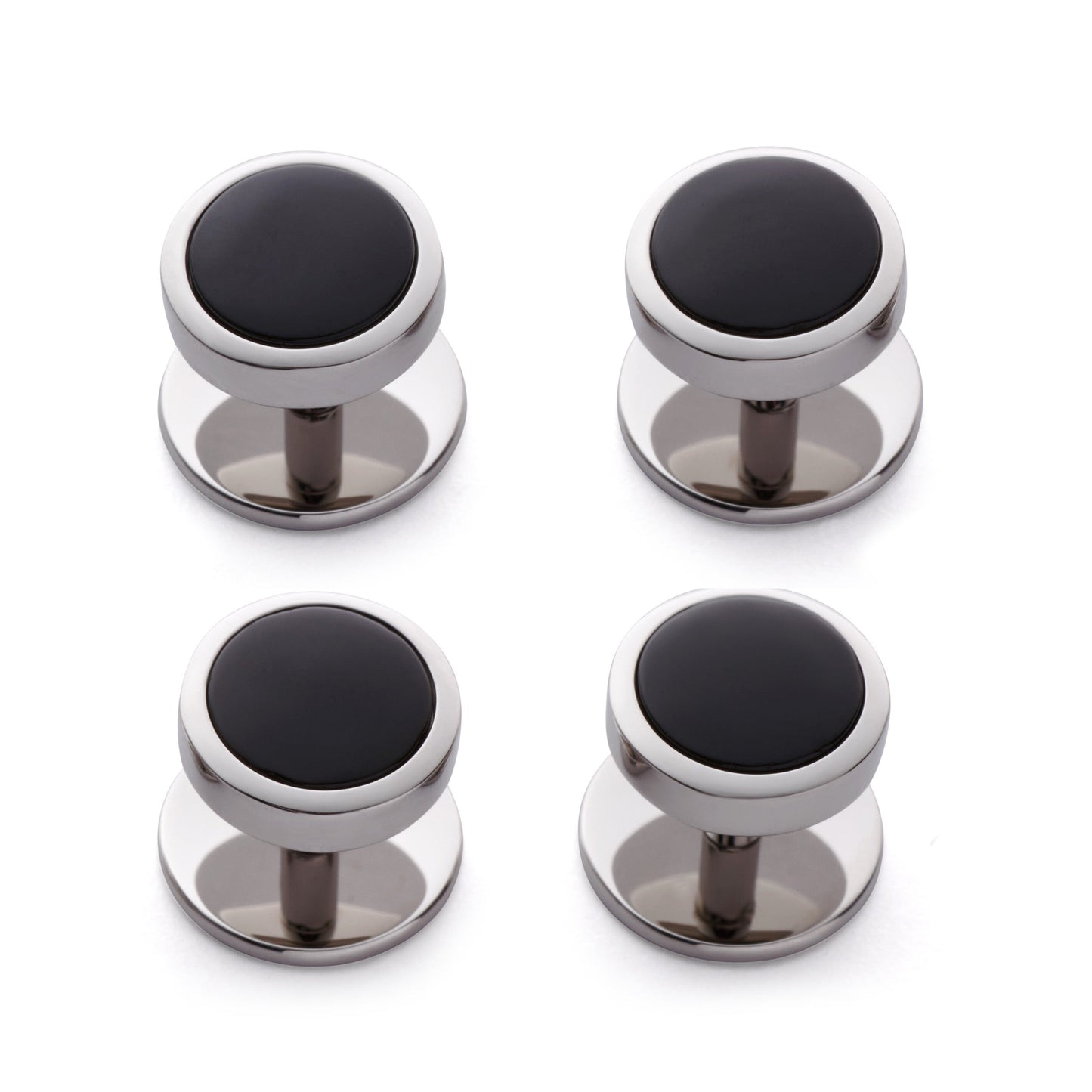 Onyx Dress Studs In Silver Benson & Clegg