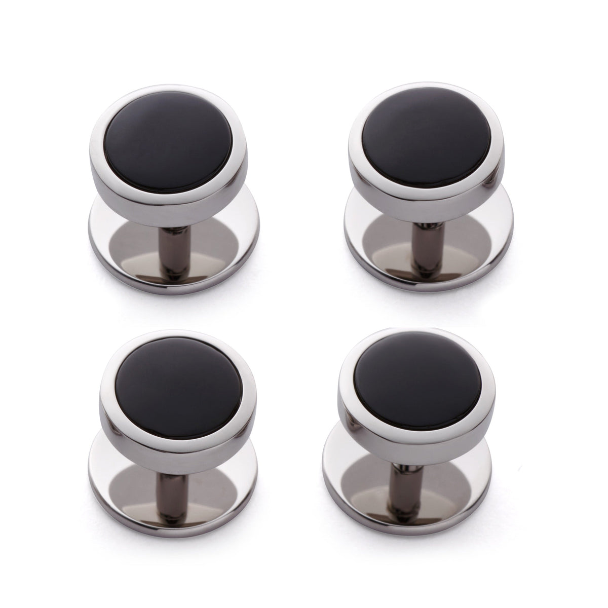 Onyx Dress Studs In Silver Benson & Clegg