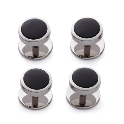 Onyx Dress Studs In Silver Benson & Clegg