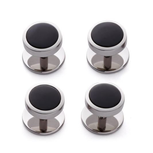 Onyx Dress Studs In Silver Benson & Clegg