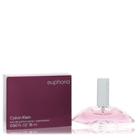 Blue glass bottle of Calvin Klein Euphoria Eau de Parfum Spray for Women, 3.4 oz / 100 ml by The Fragrance Avenue.