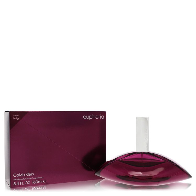 Blue glass bottle of Calvin Klein Euphoria Eau de Parfum Spray for Women, 3.4 oz / 100 ml by The Fragrance Avenue.