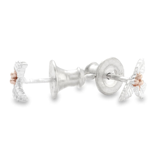 Holly Leaf Silver & Rose Gold Stud Earrings Scarlett Jewellery