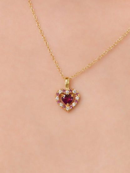 Red Heart Rhodolite Garnet Jewellery Set in 18k Gold Vermeil - SJR London Timepiece