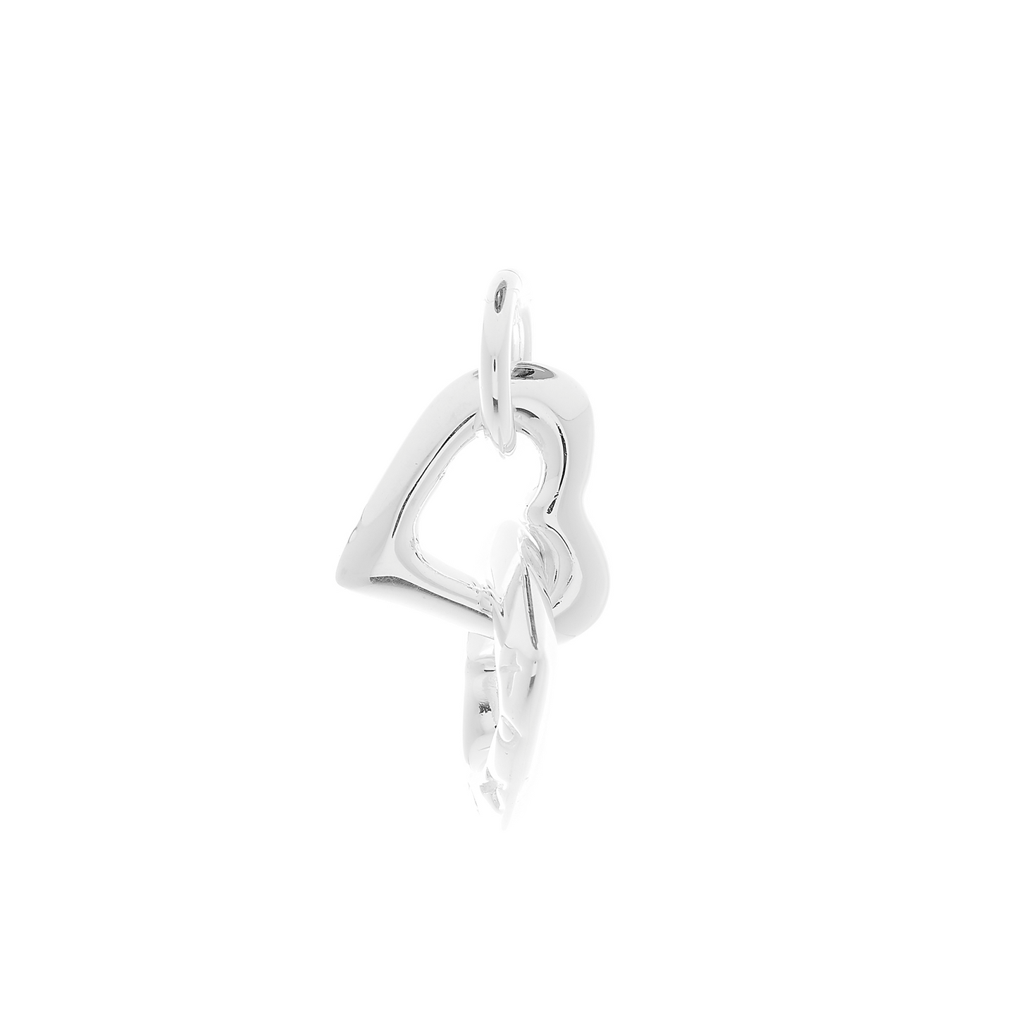 Silver Friends Forever Charm featuring a heart design, showcasing a polished finish and unique linked detail by Scarlett Jewe