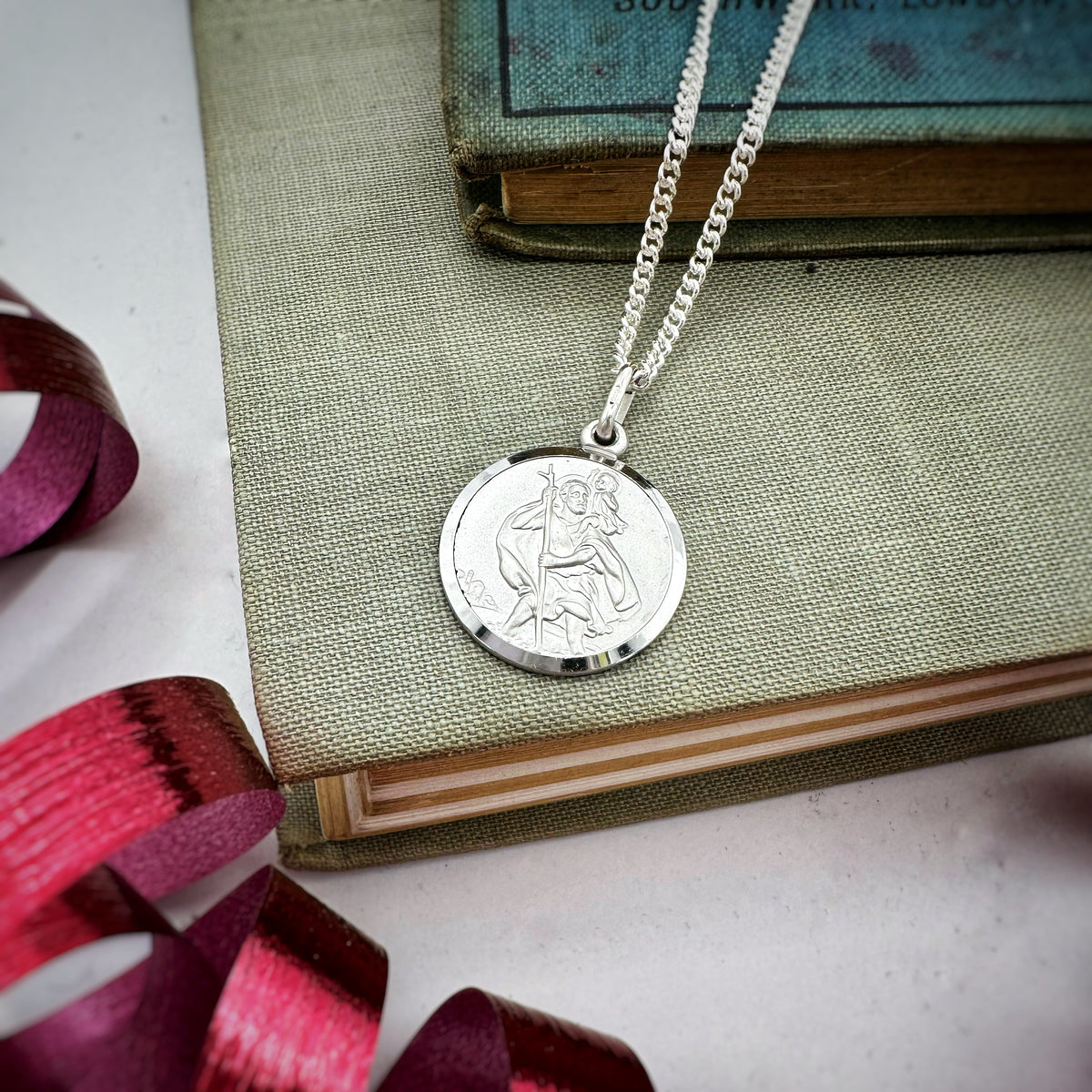 Classic St Christopher Necklace Sterling Silver 20mm Scarlett Jewellery
