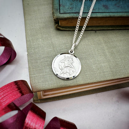 Classic St Christopher Necklace Sterling Silver 20mm Scarlett Jewellery