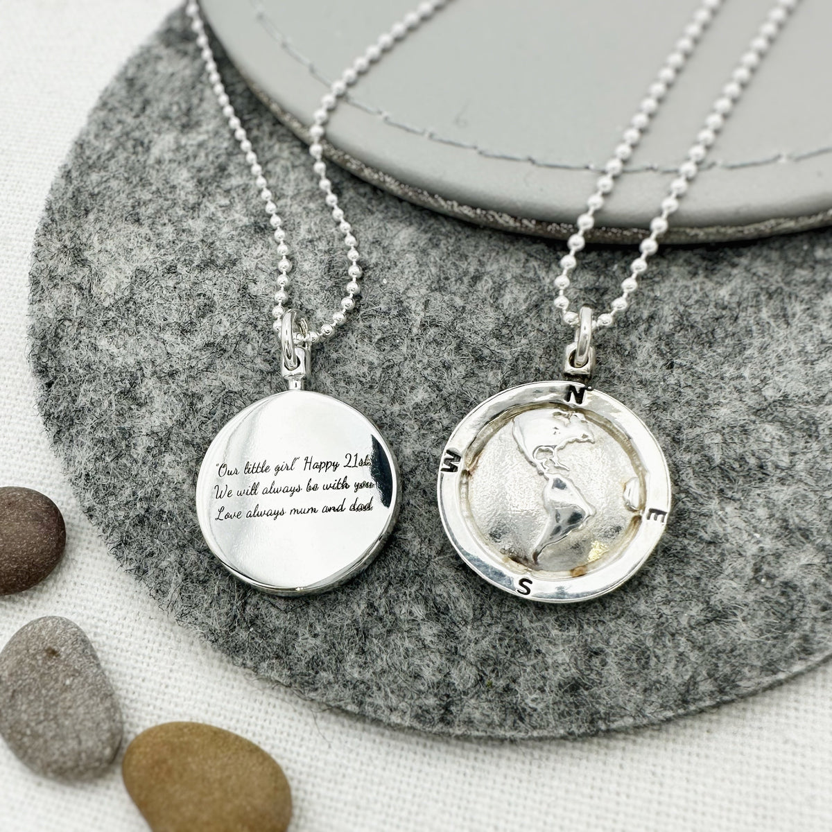 Americas Map Globe Personalised St Christopher - Silver Chain Scarlett Jewellery