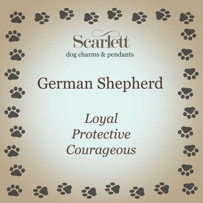 German Shepherd Silver Dog Charm Scarlett Jewellery
