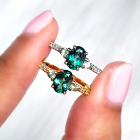 Green Topaz and Green Tourmaline Ring in 18k Gold Vermeil - SJR London Timepiece