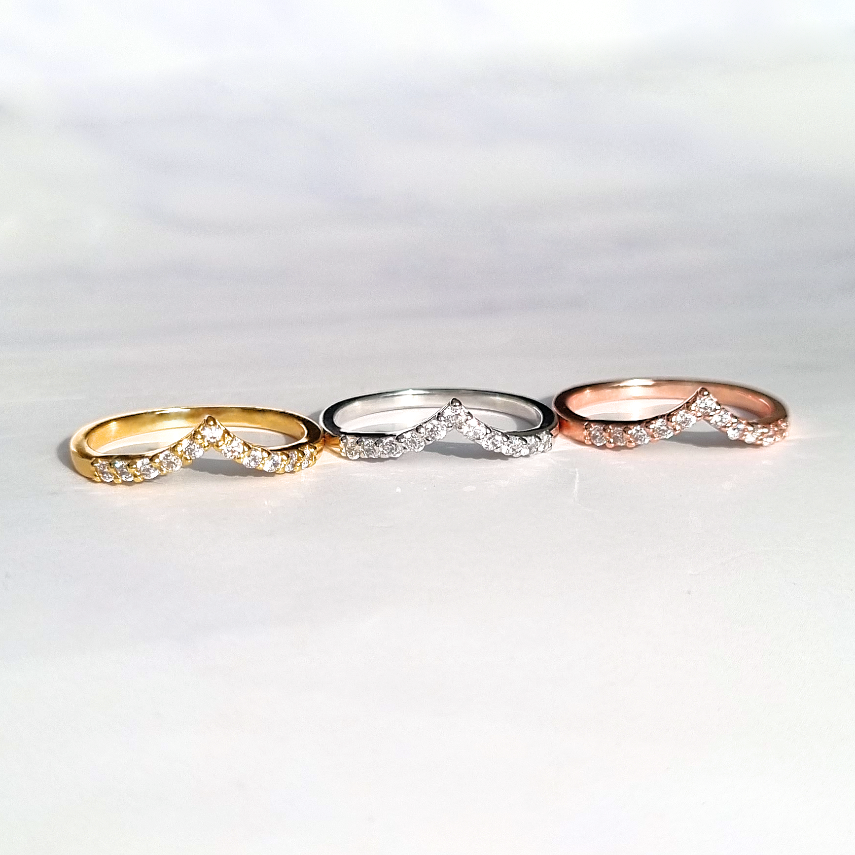 Wishbone Curved Eternity Ring in 18k Rose Gold Vermeil - SJR London Timepiece