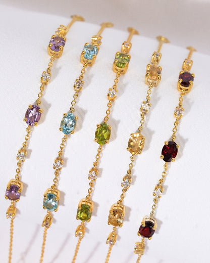 Blue Topaz Bracelet in 18k Gold Vermeil - SJR London Timepiece