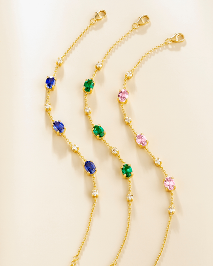 Pink Sapphire Bracelet in 18k Gold Vermeil - SJR London Timepiece