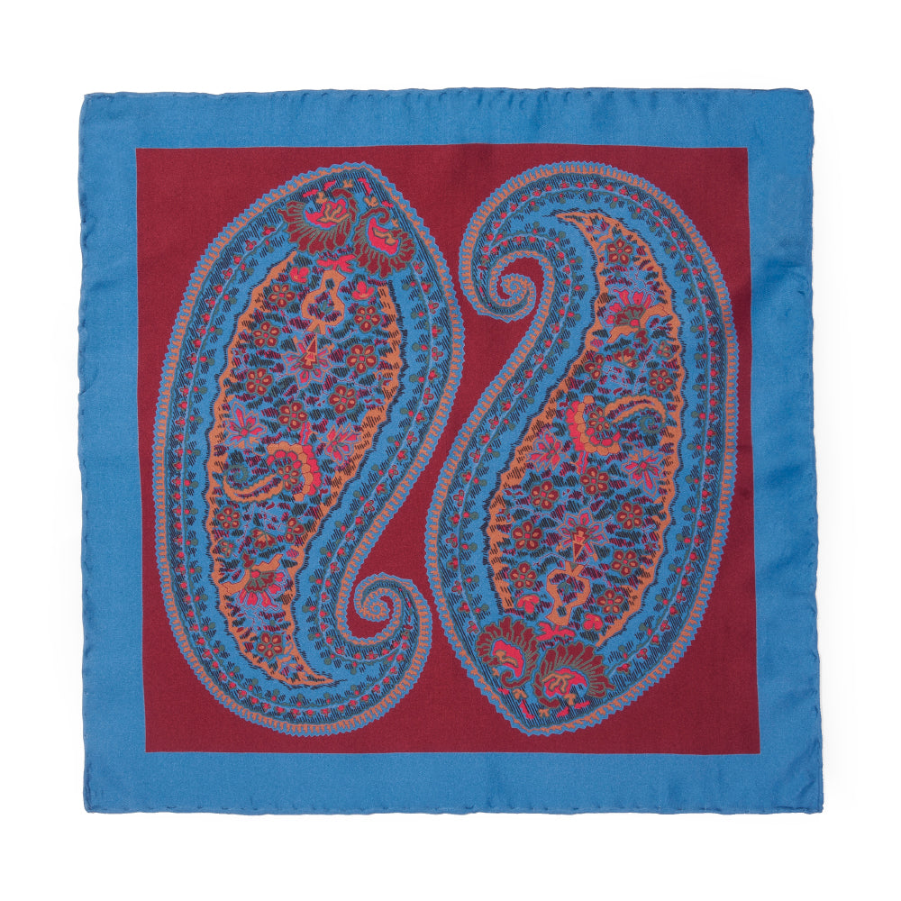 Large Fancy Paisley Silk Pocket Square Benson & Clegg
