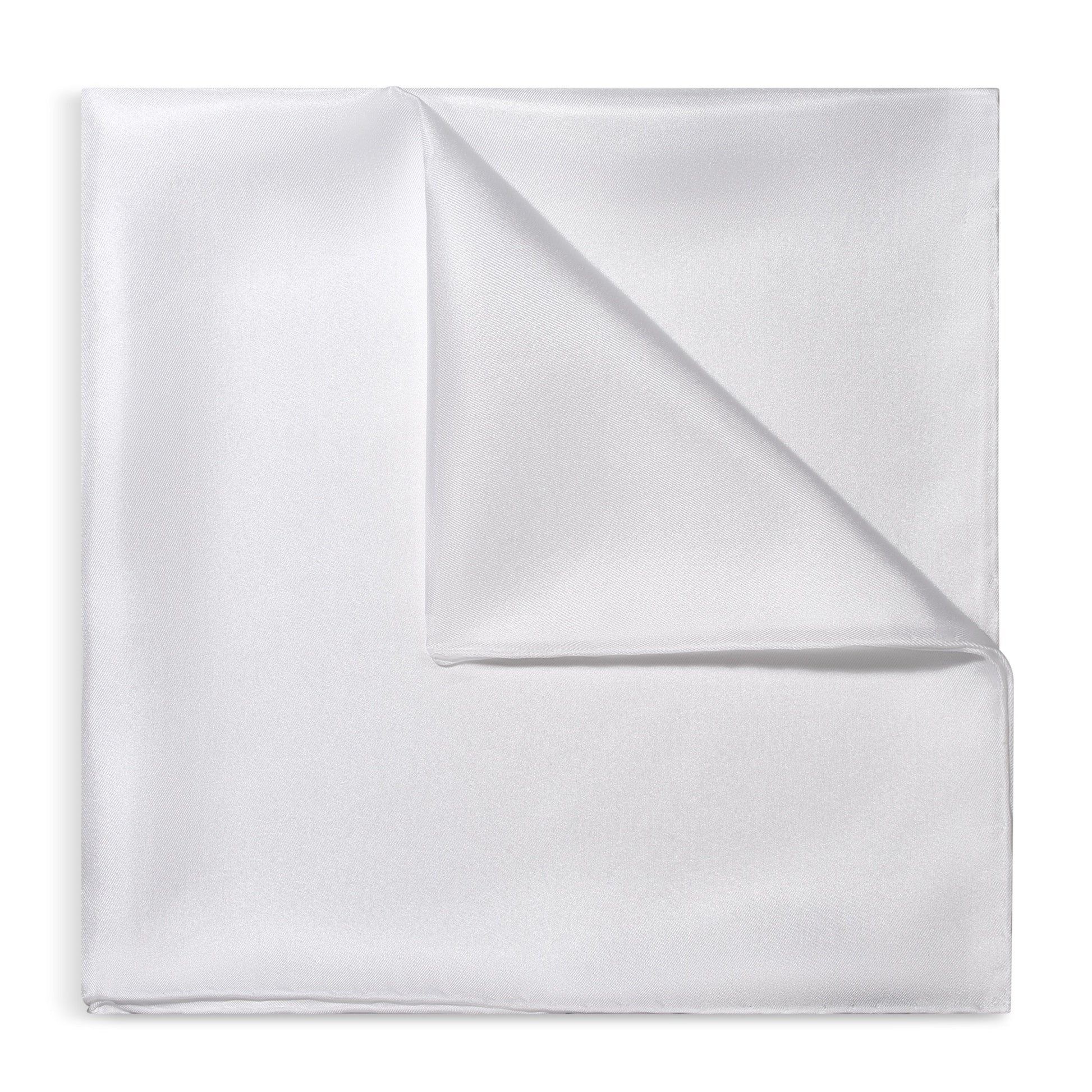 Plain White Silk Pocket Square Benson & Clegg
