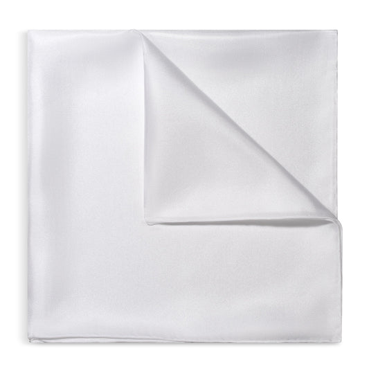 Plain White Silk Pocket Square Benson & Clegg
