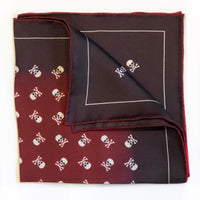 Skull & Crossbones Claret Pocket Square Benson & Clegg