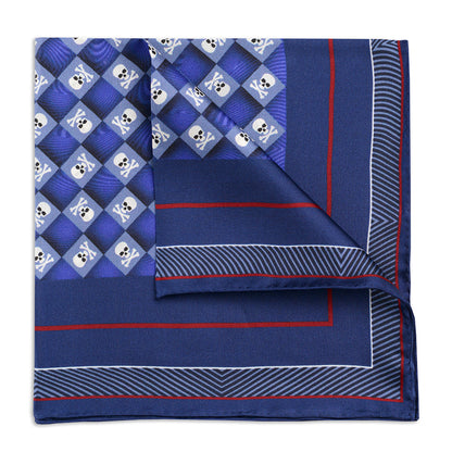 Skull & Crossbones Navy Sea Pocket Square Benson & Clegg