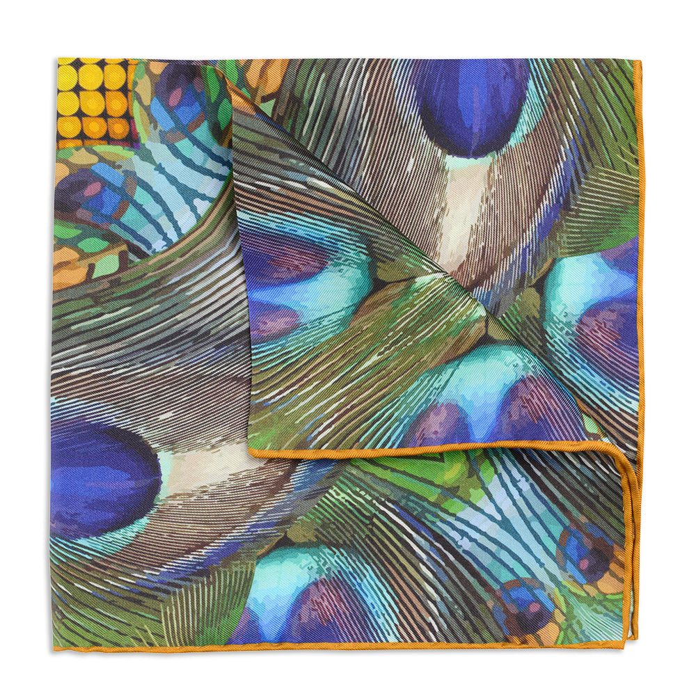 Peacocking Pocket Square Benson & Clegg